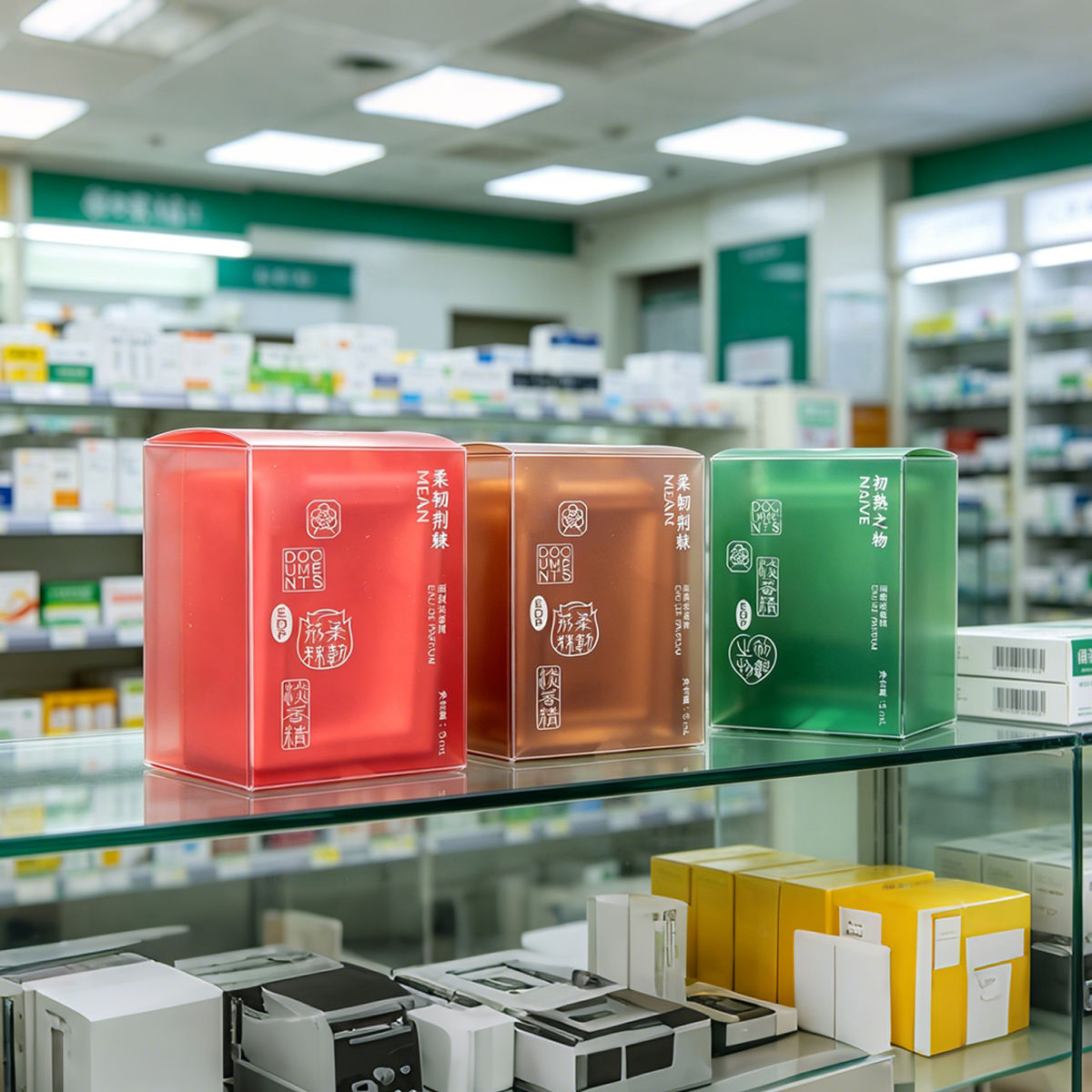 Custom Crystal Clear PVC Folding Display Packaging Box | Full Color Insert Label Design Multi-Height Sizes for Serum Capsule Ampoule Health Supplement Beauty Retail Counter Display | OEM ODM MOQ 100 pcs