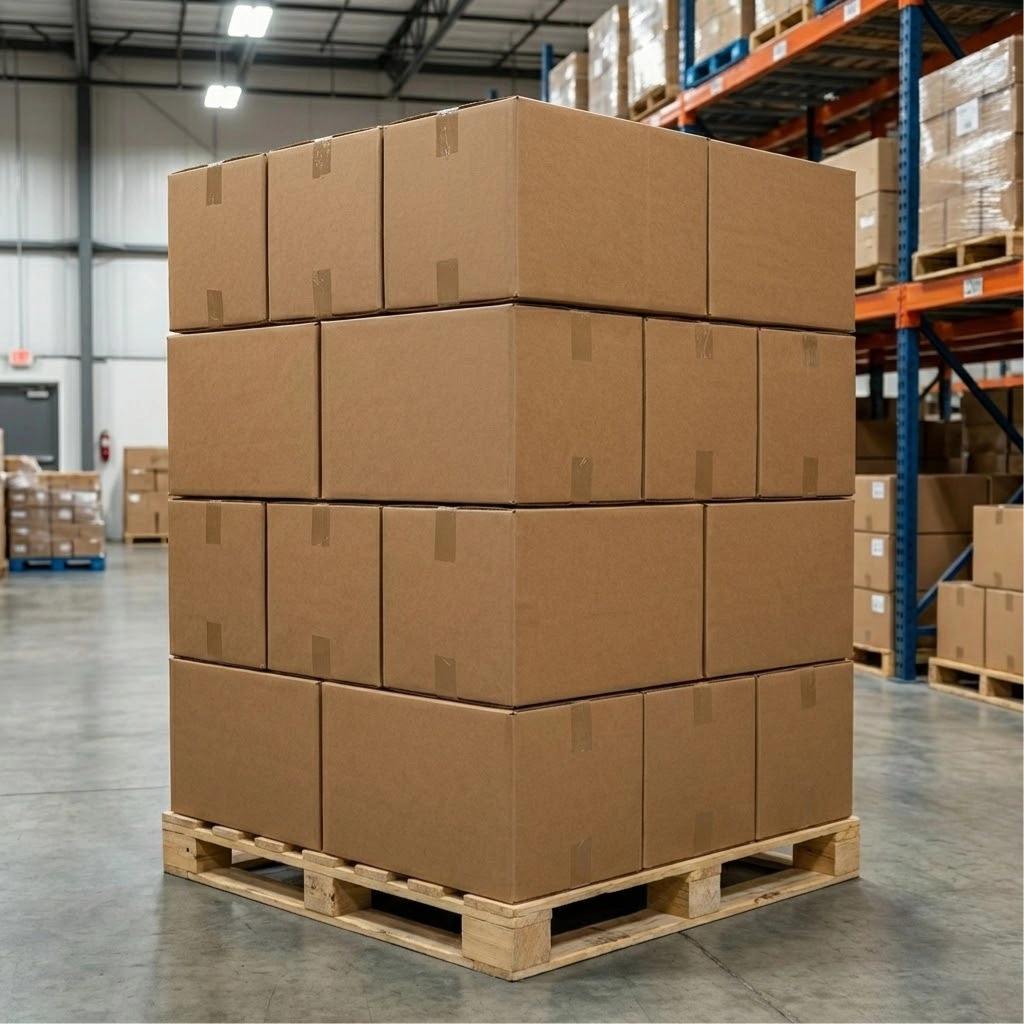 Cajas de envío corrugadas de cartón kraft natural a granel | Suministro al por mayor por palé para almacenes de comercio electrónico y 3PL | Cantidad mínima de pedido 100 unidades