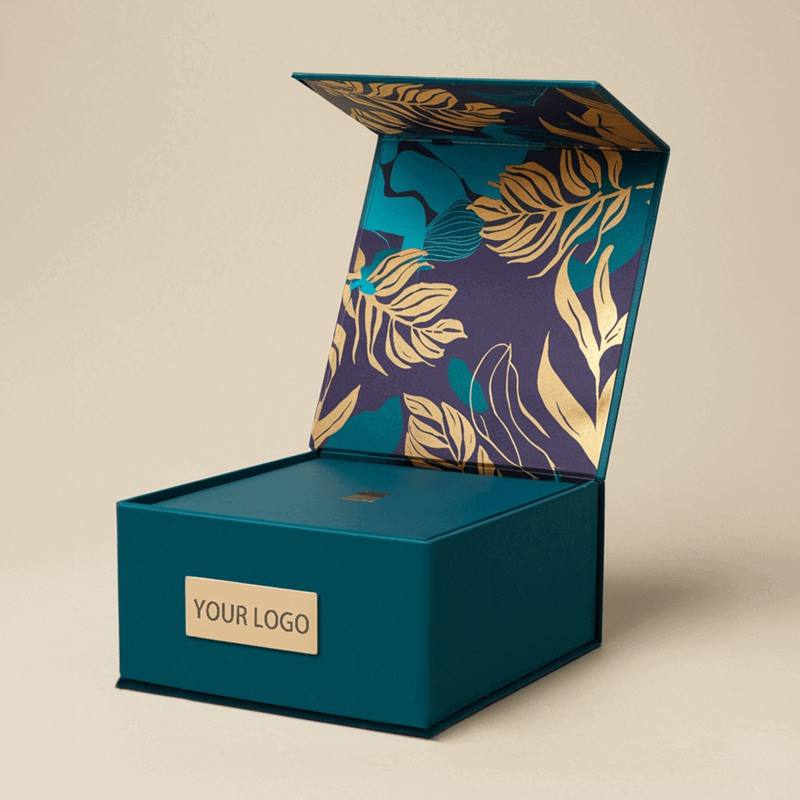 Custom Full Print Interior Lid Magnetic Gift Box | Matte Exterior Gold Logo & Full-Wrap Inner Print for Perfume Beauty Skincare Jewelry & Luxury Gifts | MOQ 100 pcs