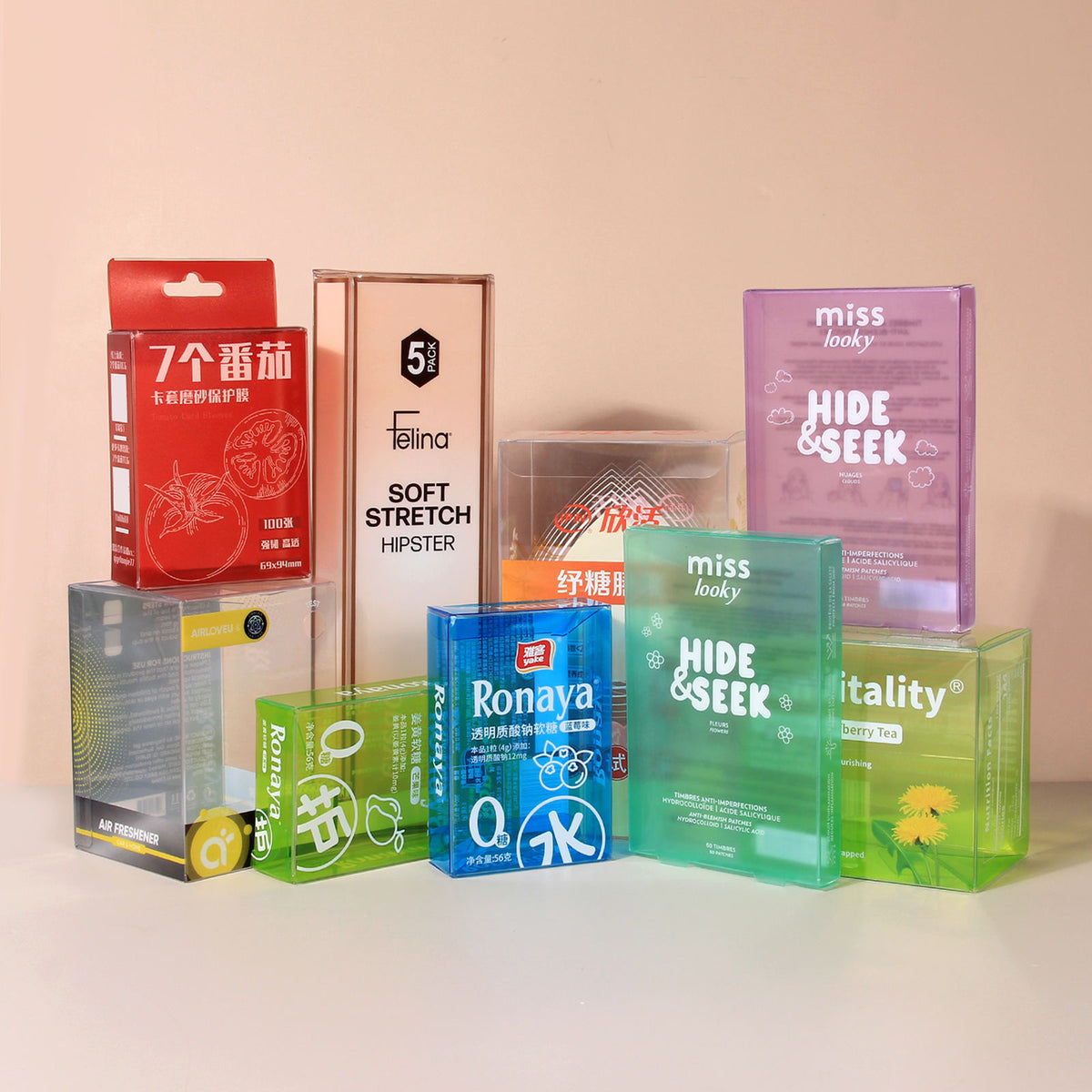 Custom Full Color Printed Clear Frosted Colored Transparent PVC Folding Packaging Box | UV Print Gold Foil Matte Gloss Finish Multi-Size for Beauty Skincare Health Food Small Electronics Apparel Retail Brand | MOQ 100 pcs