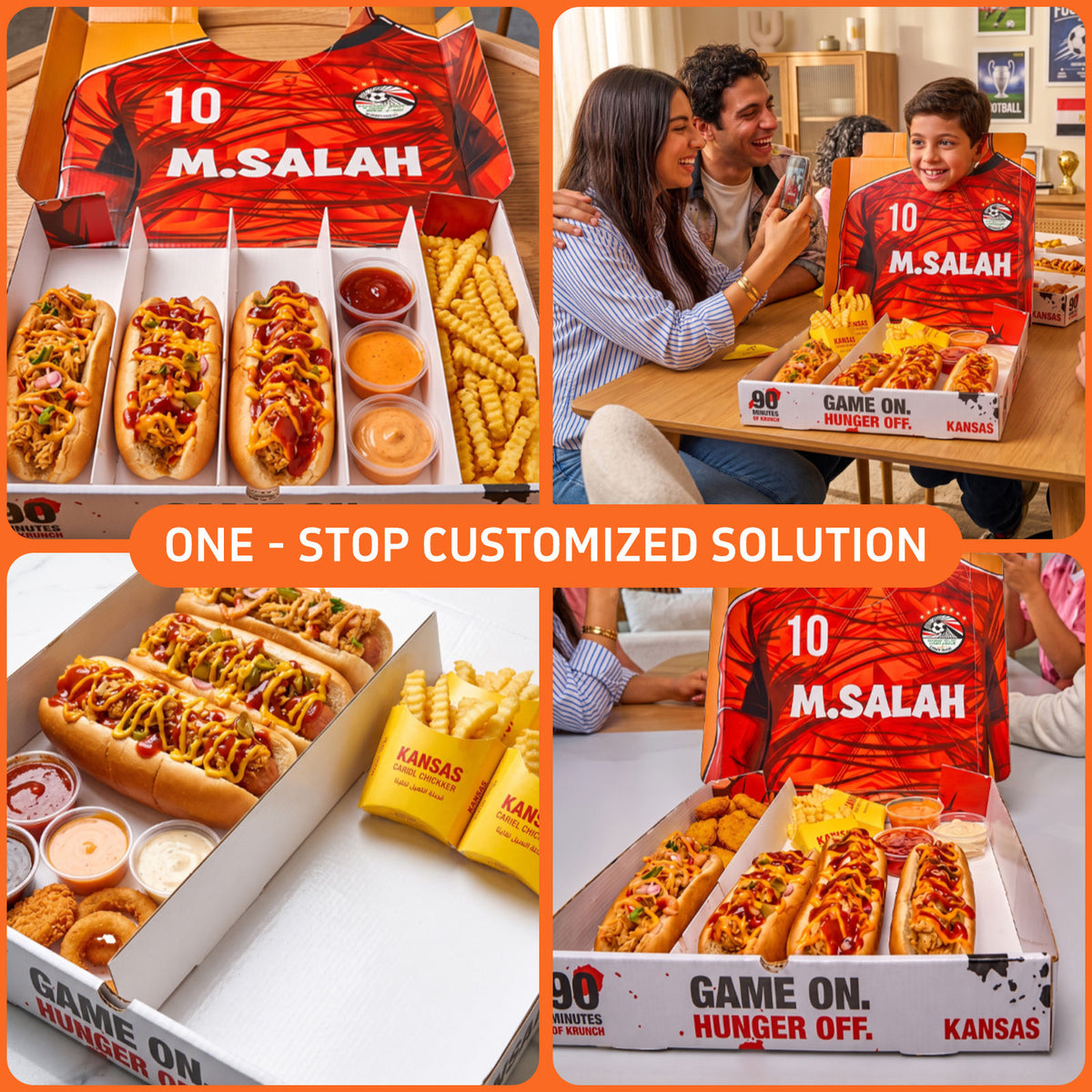 Custom Interactive Sports Jersey Pop-Up Fast Food Sharing Box | Game On Hunger Off Theme Double-Layer Waterproof Oil-Proof for Hot Dog Fries Sauce Cup Sports Event Brand Packaging | MOQ 100 pcs