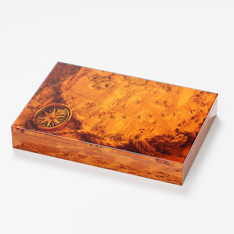 Custom Middle Eastern Arabic Geometric Pattern Luxury Wood Gift Box | Gold Metal Edge Frame Black Velvet Interior Multi-Layer for Dates Chocolate Candy Dry Fruit Ramadan Eid & Wedding Premium Gift | MOQ 100 pcs