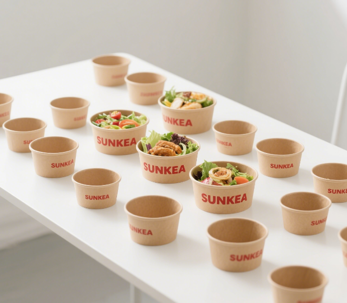 Custom Kraft Paper Round Food Bowls | 12oz to 50oz Salad Chicken Takeout Bowl with Logo | MOQ 100 pcs