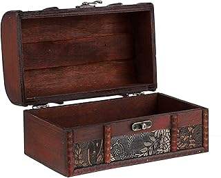 Custom Multi-Style Natural Solid Wood Hinged Gift Box Collection | Unfinished Carved Rustic Vintage Pirate Chest & Painted Styles Brass Copper Clasp Hardware Custom Size for Jewelry Tea Souvenir Craft Retail Brand | MOQ 100 pcs