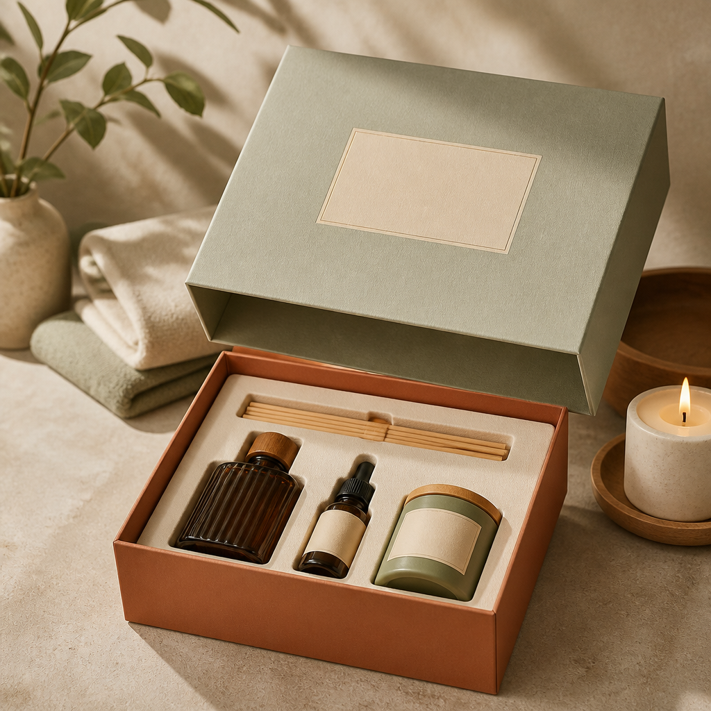 Custom Full-Color Print Flat Two-Piece Lid and Base Apparel Gift Box | Geometric Stripe or Botanical Print with Tissue Wrap for Shirt T-Shirt & Fashion Retail Brand Packaging | MOQ 100 pcs