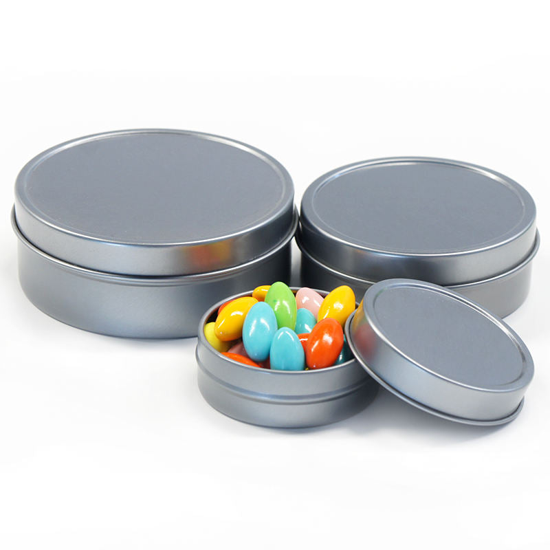 Custom Flat Round Tin Can | Multi-Color White Silver Rose Gold Green Black Press-On Lid Full-Color Print for Mint Candy Candle Lip Balm Skincare Eyeshadow & Small Brand Gift Tin | MOQ 100 pcs