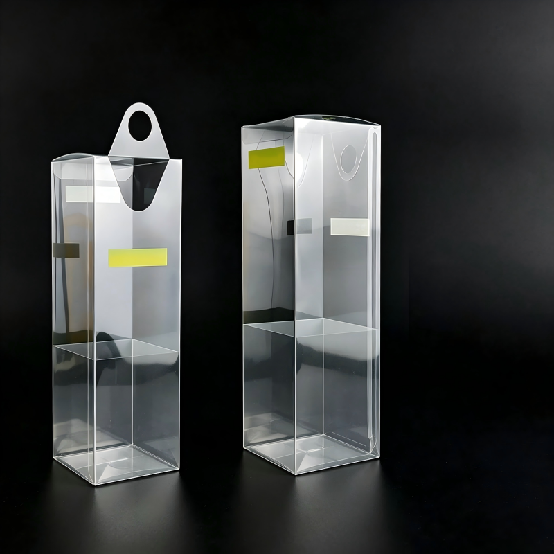 Custom Crystal Clear PVC Folding Display Box with Round Hang Hole | Bottom Full Color Brand Logo Print for USB Cable Charging Cable Pickleball Sports Accessories Electronics Brand Retail Shelf Display | MOQ 100 pcs