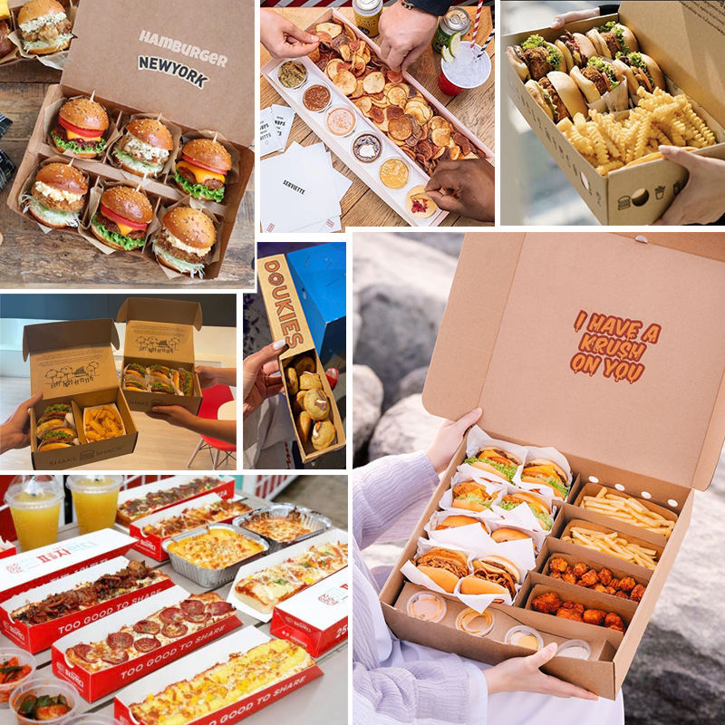 Custom Graffiti Print Fast Food Paper Packaging Set | Burger Box Fry Box Chicken Box Tray Bag & Cup | MOQ 100 pcs