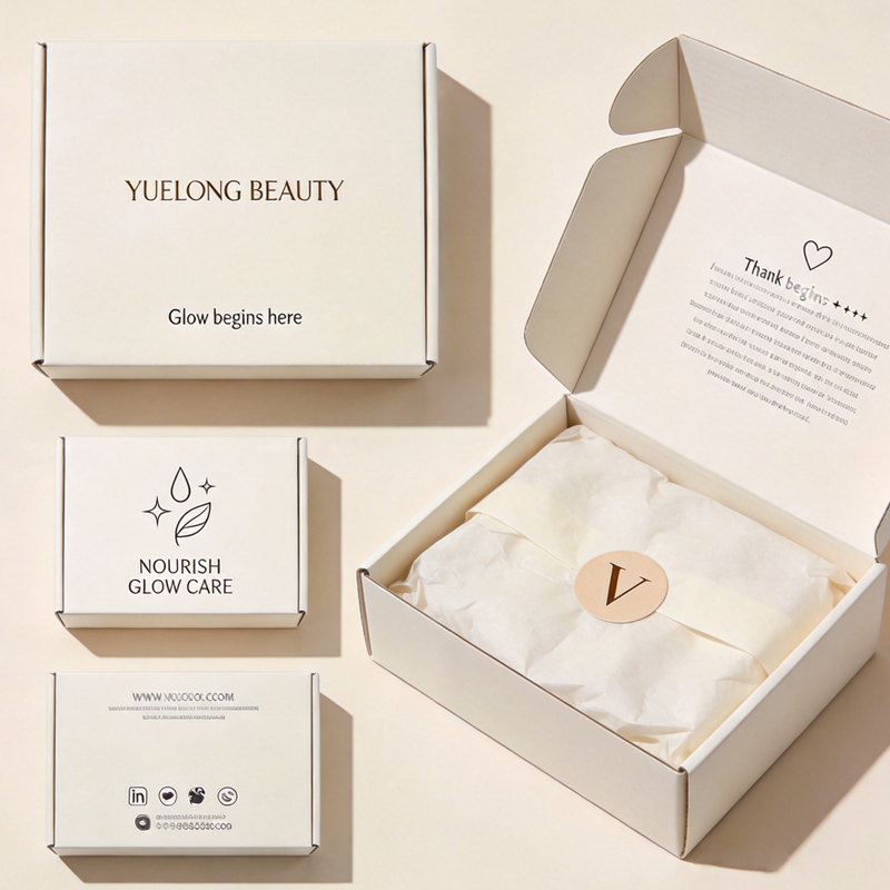 Custom Branded Beauty Mailer Boxes | Logo Slogan & Inner Thank You Print for Skincare Makeup Subscription Boxes | MOQ 100 pcs