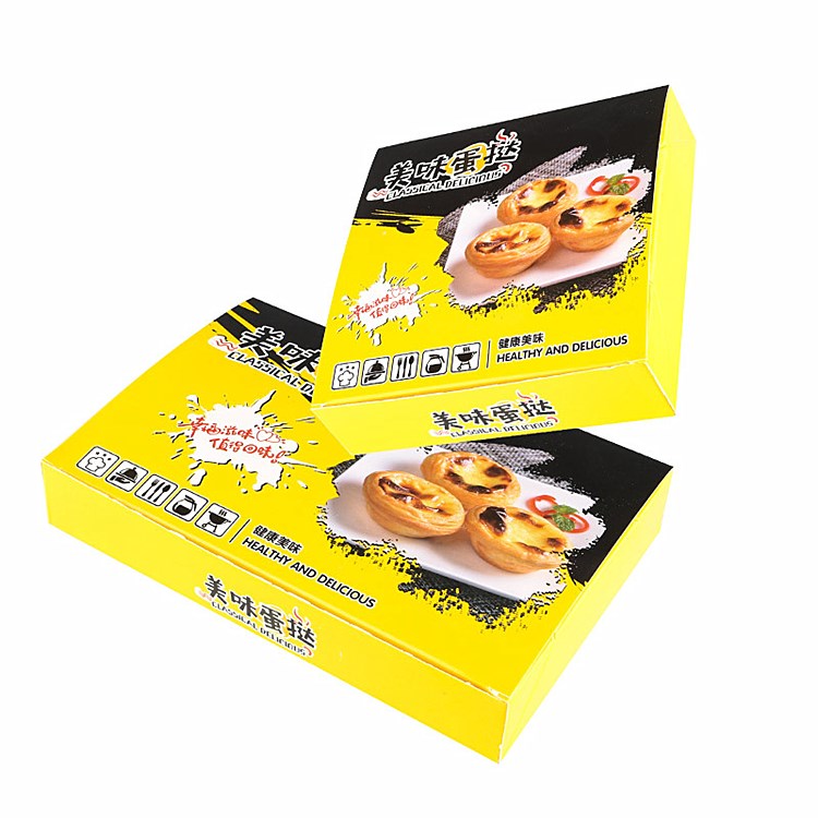 Custom Egg Tart Paper Box Food Grade Greaseproof Recyclable Foldable Bakery Takeout Packaging Box With Clear Window Custom Logo For 2/4/6 Pcs Portuguese Pastry Dessert