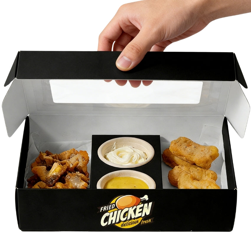 Factory Custom Burger Fried Chicken French Fries Combo Box Food Grade Greaseproof Divided Takeout Paper Box Custom Logo For Fast Food Restaurant Delivery Catering