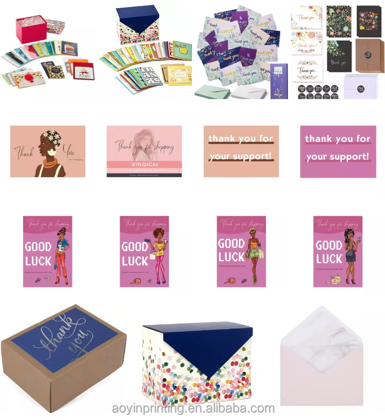 Custom Personalized Luxury Thank You Card Printing Gold/Silver Foil Embossed Thick Textured Cardstock Custom Logo E-commerce Packaging Insert Greeting Card Wholesale Printing Service