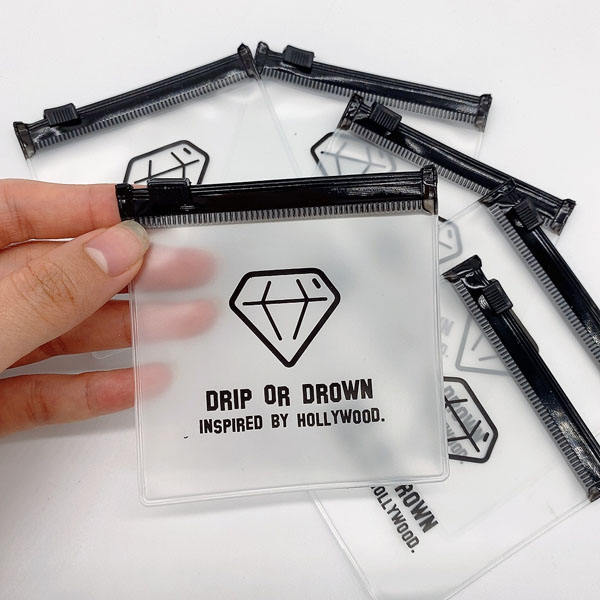 Custom Printed Frosted PVC Zipper Bags | Clear Logo Packaging for Jewelry & Apparel | MOQ 100 pcs