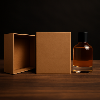 Caja de regalo de papel kraft de dos piezas con tapa y base | Embalaje minimalista ecológico mate liso para perfumes, belleza, cuidado de la piel y cajas de regalo de marcas orgánicas | Cantidad mínima de pedido: 100 unidades
