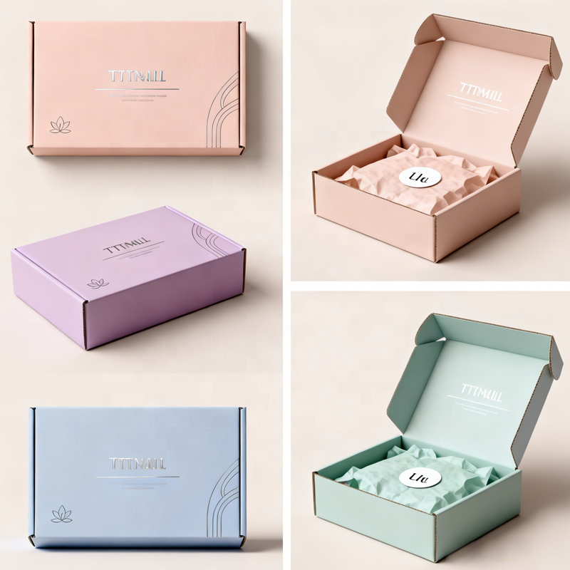 Cajas de Correo Impresas a Medida a Todo Color | Pastel a Todo Color por Fuera y Kraft por Dentro para Cuidado de la Piel y Suscripción | Cantidad Mínima de Pedido 100 unidades