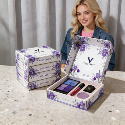 Cajas de Envío Impresas a Medida | Flores a Todo Color por Dentro y por Fuera para Maquillaje, Joyería y Cajas de Suscripción | MOQ 100 unidades