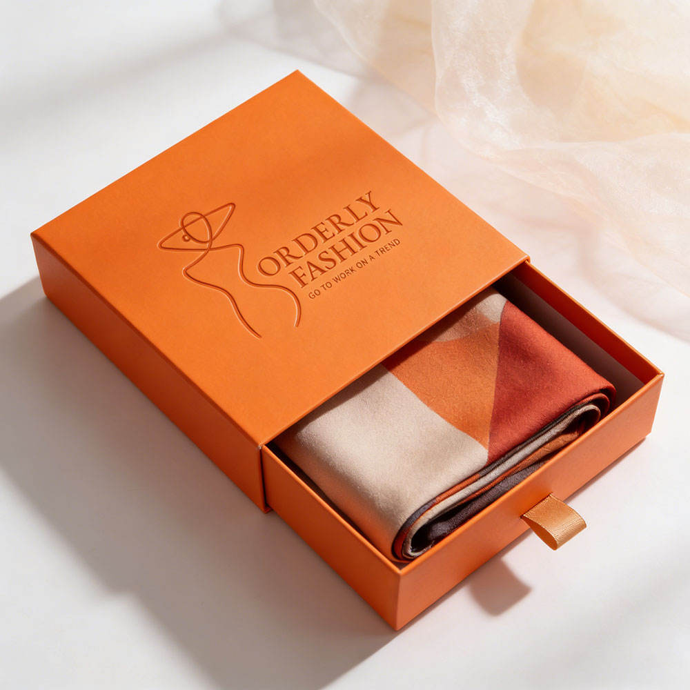 Custom Drawer Gift Box | Tonal Embossed Logo for Scarf & Apparel | Grid Insert for Chocolate | Multi-Style & Multi-Color Fashion Brand Packaging | MOQ 100 pcs