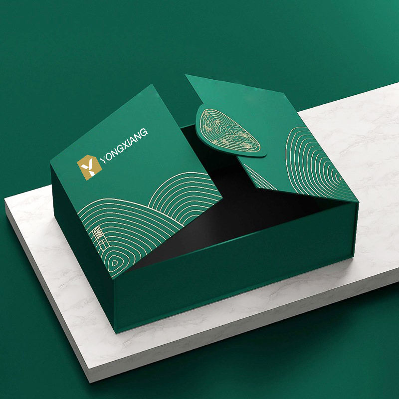 Custom Luxury Green Rigid Gift Box | Gold Foil Festival Packaging | MOQ 1000 pcs