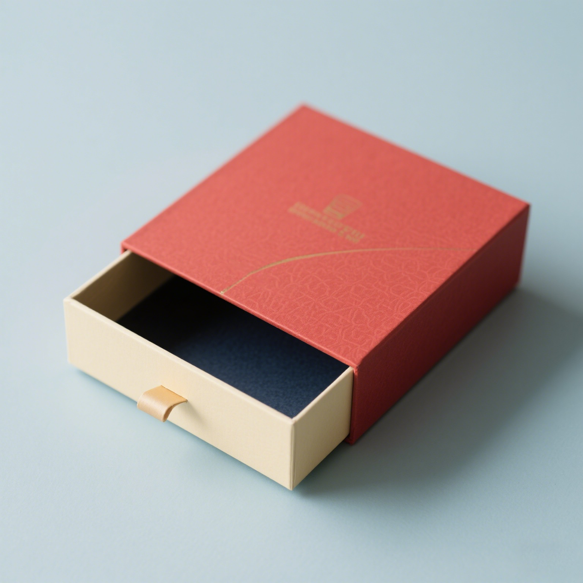 Caja de regalo personalizada roja tipo cajón | Patrón tradicional chino en lámina dorada e interior color marfil para té, pastel de luna, Festival de Medio Otoño, Festival de Primavera y sets de regalo asiáticos premium | MOQ 100 unidades