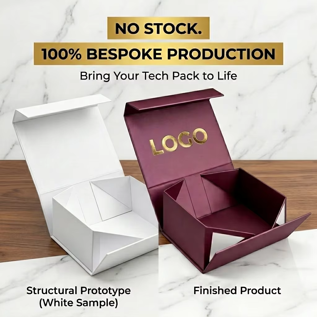 Custom Bespoke Magnetic Gift Box | 100% Custom Production Burgundy Velvet Gold Logo & Ribbon Bow for Jewelry Perfume Fashion & Wedding Gifts | MOQ 100 pcs
