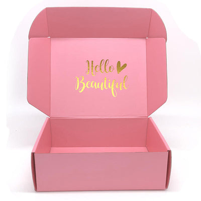 Cajas de envío con tapa interior personalizadas en oro rosa | Sello de "Gracias" y eslogan para marcas de belleza, cuidado de la piel, moda femenina y regalos | MOQ 100 unidades