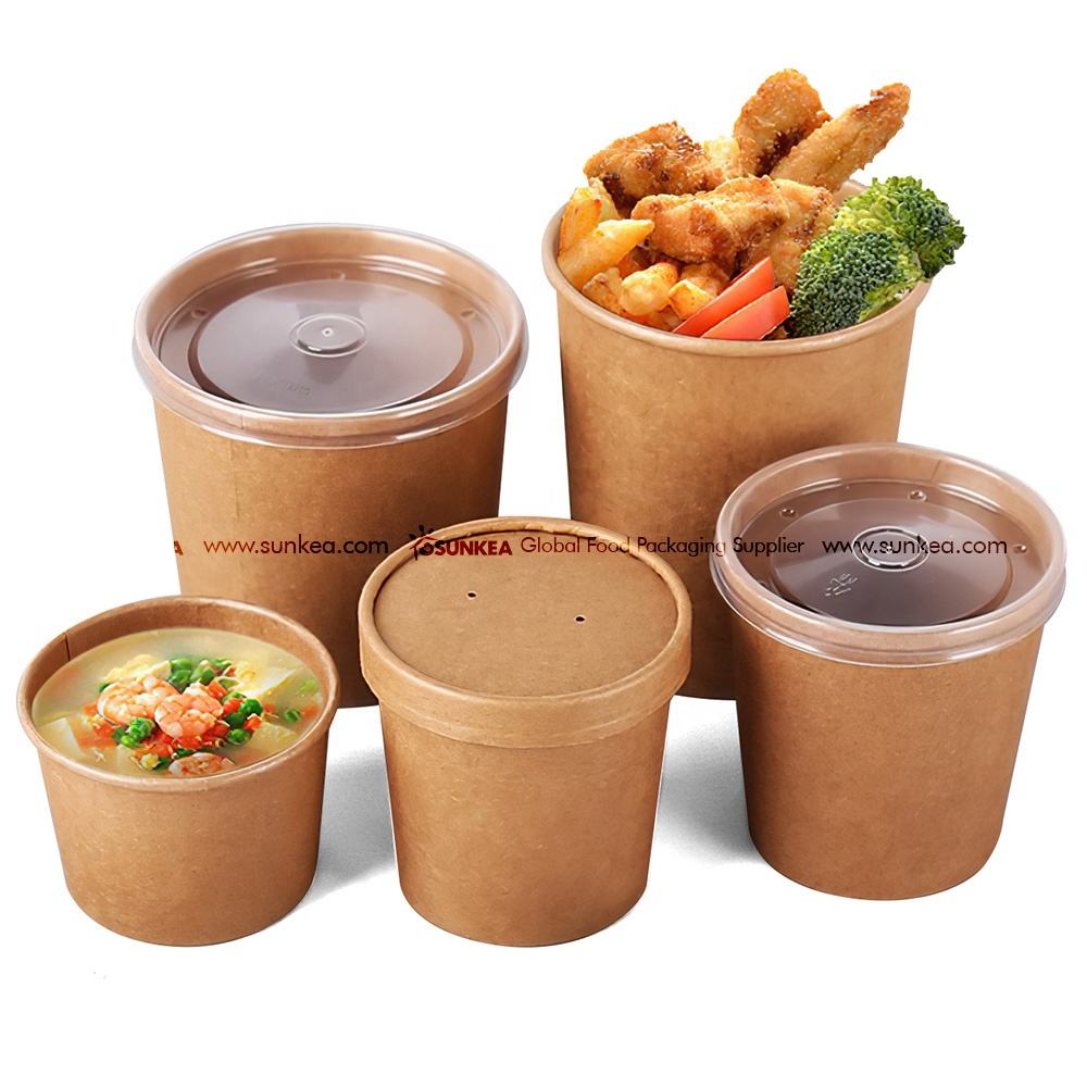 Juego de embalaje personalizado de papel kraft para llevar | Vasos para sopa, fiambreras, cajas para hamburguesas y bolsas de papel con logo | MOQ 100 unidades