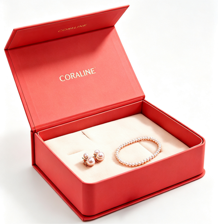 Caja de regalo magnética personalizada | Deboss interior con nombre de marca tonal y almohadilla acolchada suave para embalaje de joyas, pulseras, pendientes, anillos y bufandas | Varios colores | MOQ 100 unidades