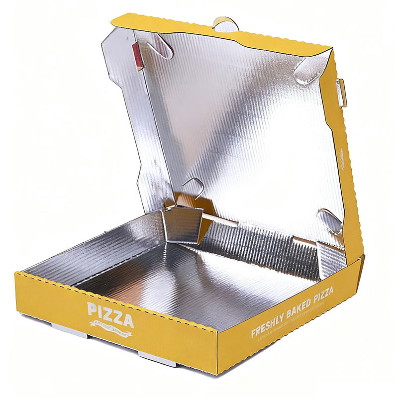Custom Full-Color Print Insulated Pizza Box with Aluminum Foil Lining | Cartoon Character Print in Yellow Green Red for Pizza Delivery Takeaway Brand Packaging | MOQ 100 pcs