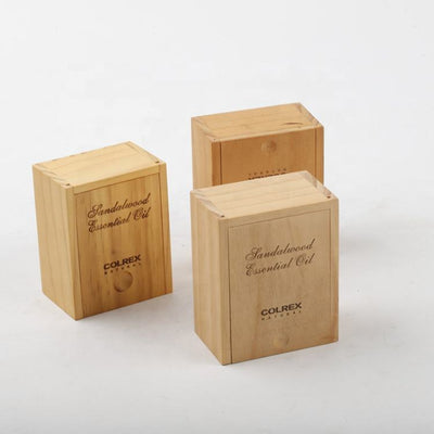 Custom Natural Pine Bamboo Laser Engraved Sliding Lid Small Square Wood Box | Finger Pull Groove Top Brand Logo & Product Name Engraving Unfinished Natural Grain for Essential Oil Soap Candle Tea Organic Brand Gift | MOQ 100 pcs