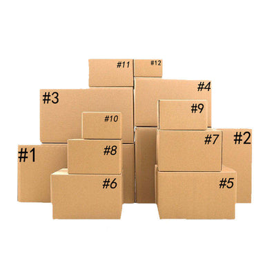 Cajas de envío corrugadas grandes a medida | Tamaños estándar del n.º 1 al n.º 12 Suministro a granel en kraft e impresas | Cantidad mínima de pedido 100 unidades