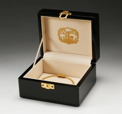 Custom Black Piano Lacquer Square Hinged Wood Jewelry Box | Gold Metal Clasp Inner Lid Brand Badge Gold Hot Stamp Cream Velvet Interior for Ring Bracelet Necklace Fine Jewelry Brand Premium Gift | MOQ 100 pcs