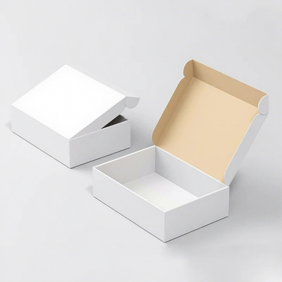 Custom Printed & Plain White Mailer Boxes | Full-Color Pattern Outside Inner Slogan for Beauty Gift & Subscription Brands | MOQ 100 pcs