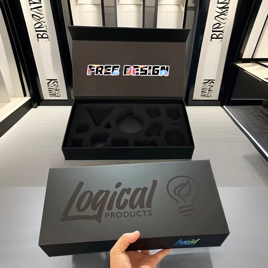 Custom Magnetic Gift Box with Custom-Cut EVA Foam Insert | Multi-Color Holographic Logo for Watch Earphone Tech & Corporate Premium Gift Sets | MOQ 100 pcs