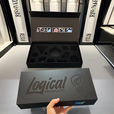Custom Magnetic Gift Box with Custom-Cut EVA Foam Insert | Multi-Color Holographic Logo for Watch Earphone Tech & Corporate Premium Gift Sets | MOQ 100 pcs