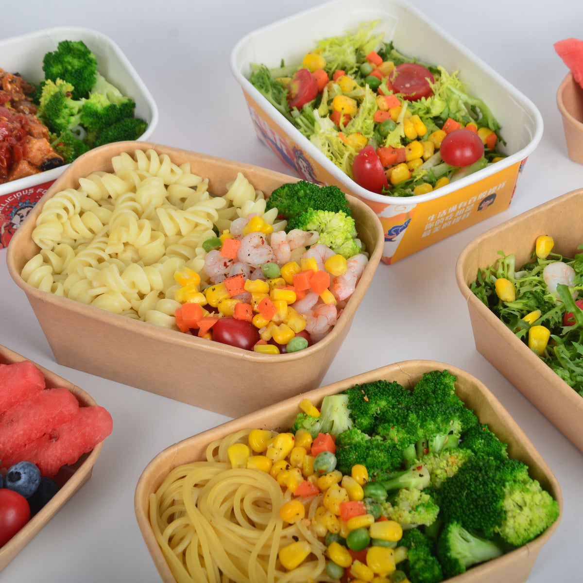 Custom Kraft Paper Square Food Containers with Lid | 500ml 650ml 750ml 1000ml Salad Lunch Box with Logo | MOQ 100 pcs