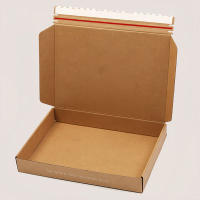 Cajas de envío de cartón kraft con tira de apertura | Lengüeta fácil de abrir con logotipo para marcas de alimentos, panadería orgánica y comercio electrónico | Cantidad mínima de pedido 100 unidades