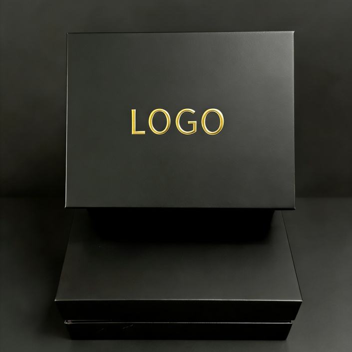 Custom Matte Black Two-Piece Lid and Base Gift Box | Gold Foil Logo & Custom EVA or Velvet Insert for Wallet Watch Perfume Skincare Electronics & Beauty Brand Packaging | MOQ 100 pcs