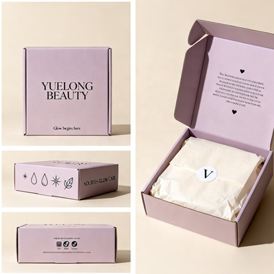 Cajas de Correo Impresas a Medida a Todo Color | Pastel a Todo Color por Fuera y Kraft por Dentro para Cuidado de la Piel y Suscripción | Cantidad Mínima de Pedido 100 unidades