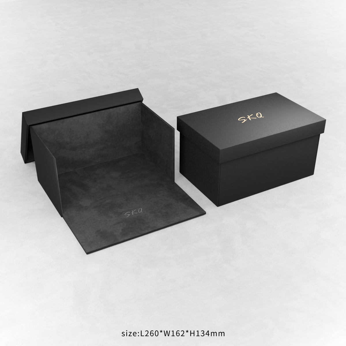 Custom Black Piano Lacquer Jewelry Wood Box Set | Large Hinged Box with Pull-Out Drawer + LED Ring Box Black Suede Interior Gold Metal Hinge Lock Brand Hot Stamp for Fine Jewelry Brand Gift | MOQ 100 pcs