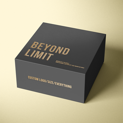 Custom Matte Black Magnetic Gift Box | Gold Foil Logo & Gold Interior Lining for Luxury Apparel Sports Corporate & Premium Gifts | MOQ 100 pcs
