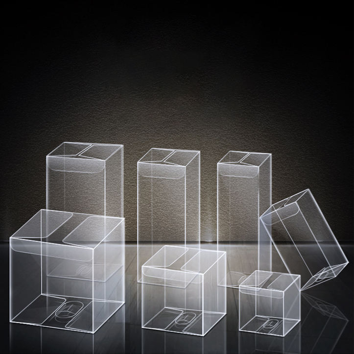 Custom Crystal Clear PVC Folding Square & Rectangle Display Box | Multi-Size Top Insert Closure for Action Figure Toy Skincare Aromatherapy Food Gift Wedding Favor Brand Transparent Packaging | MOQ 100 pcs
