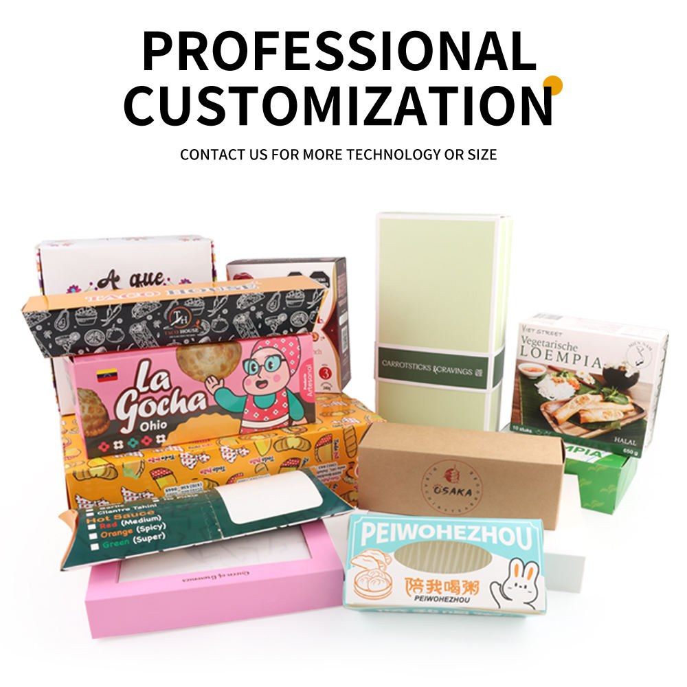 Custom Printed Gable Handle Food Boxes | Full-Color Illustration Burger Meal Carry Box with Logo | MOQ 100 pcs