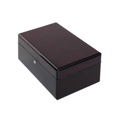 Custom Piano Lacquer Solid Wood Watch Box | 2-3 Slot High-Gloss Dark Brown or Black Natural Wood Edge Black Velvet Lining Watch Pillow Metal Hinge Lock for Luxury Watch Jewelry Brand Gift | MOQ 100 pcs