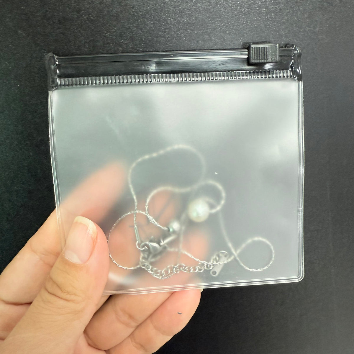 Custom Clear Frosted PVC Zipper Bag | Black White Zipper Single Color Brand Logo Silk Screen Print Multi-Size for Jewelry Accessories Apparel Beauty Sample Retail Brand Packaging | MOQ 100 pcs
