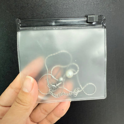 Custom Clear Frosted PVC Zipper Bag | Black White Zipper Single Color Brand Logo Silk Screen Print Multi-Size for Jewelry Accessories Apparel Beauty Sample Retail Brand Packaging | MOQ 100 pcs
