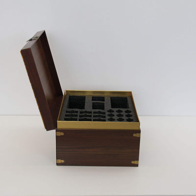 Custom Chinese Antique Style Dark Walnut Wood Treasure Gift Box | Gold Floral Brocade Lid Brand Logo Antique Brass Hinge Round Lock Corner Guard EVA Velvet Insert for Tea Jewelry Cigar Wine Festival Gift | MOQ 100 pcs