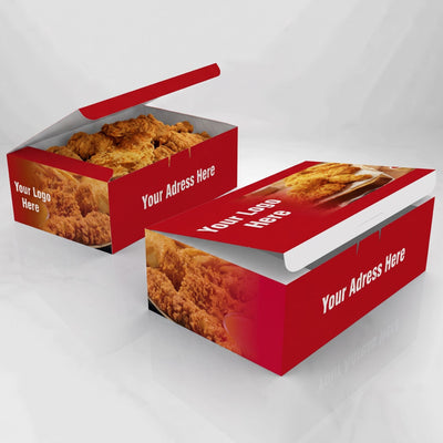 Juego personalizado de cajas de cartón con asa para pollo frito | Cajas de pollo, bandejas de papel y cajas para llevar con logotipo | Cantidad mínima de pedido: 100 unidades