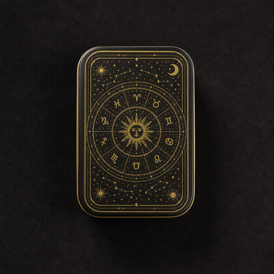 Custom Mystical Tarot Astrology Rectangle Tin Box | Dark Green Gold Celestial Star Chart or Navy Blue Silver Constellation Print for Tarot Card Crystal Candle Aromatherapy & Witchy Brand Gift Tin | MOQ 100 pcs