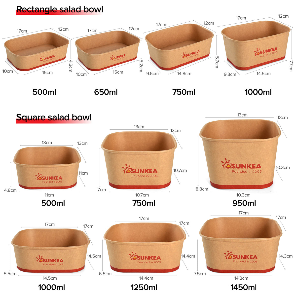 Custom Kraft Paper Square Poke Bowls | Salad Grain Bowl Takeout Container with Logo | MOQ 100 pcs