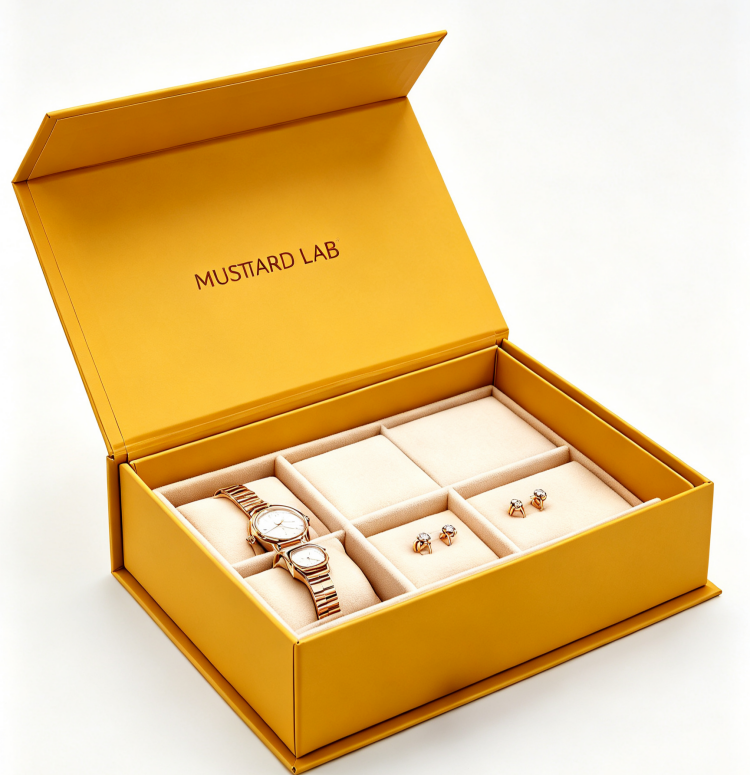 Caja de regalo magnética personalizada | Deboss interior con nombre de marca tonal y almohadilla acolchada suave para embalaje de joyas, pulseras, pendientes, anillos y bufandas | Varios colores | MOQ 100 unidades
